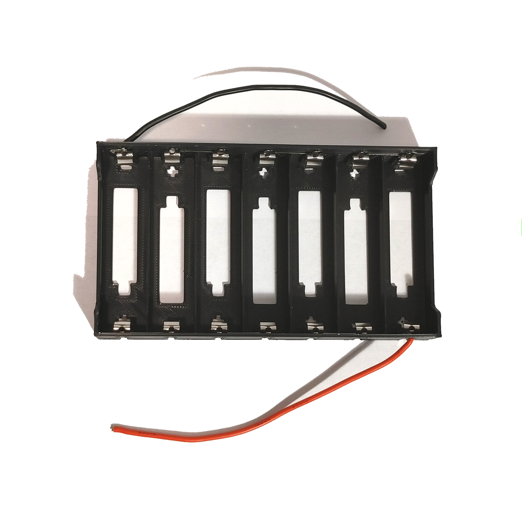 7 Slot 18650 Battery Case Holder, 7 Slots in Series x 3.7volts Black Plastic Batteries Case